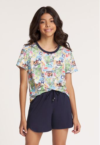 Pijama Recco Juvenil de Viscose Digital e Viscose Stretch