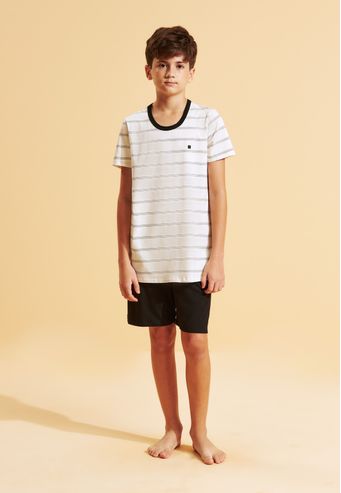 Pijama Recco Infantil de Malha Listrada e Viscose