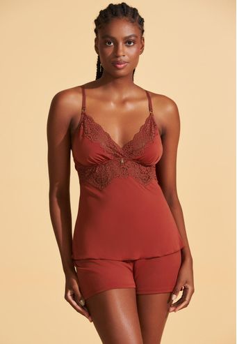 Babydoll Recco de Microfibra Com Renda