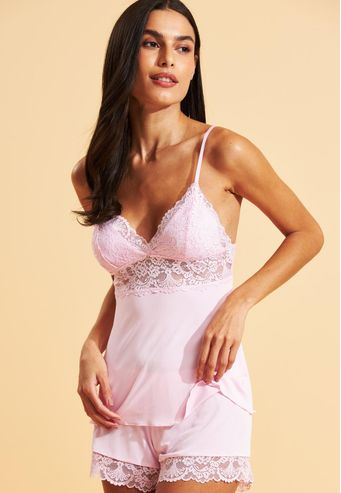 Babydoll Recco de Microfibra com Renda