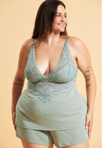 Babydoll Recco de Microfibra com Renda