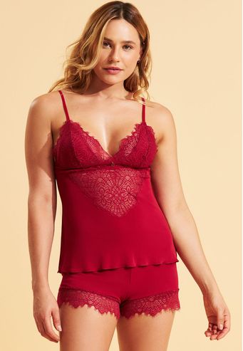 Babydoll Recco de Microfibra com Renda