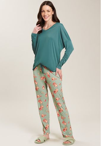 Pijama Baunilha Longo de Microfibra