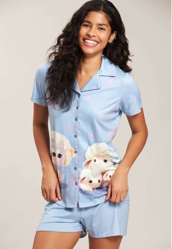 Pijama Baunilha Aberto Curto de New Skin