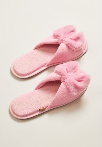 Pantufa Baunilha Aberta Atoalhado e Pelo