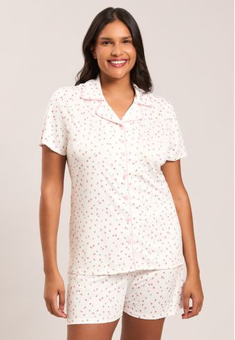 Pijama Aberto Curto De Viscose Baunilha