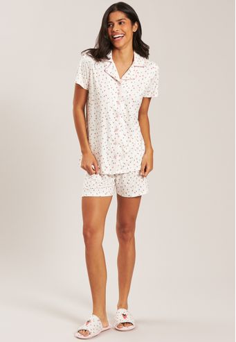 Pijama Aberto Curto De Viscose Baunilha