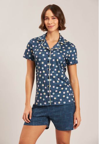 Pijama Aberto Curto De Viscose Baunilha