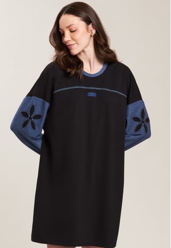 Camisão Baunilha Longo de Algodão Com Elastano e Moletinho