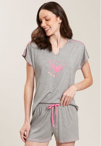 Pijama Baunilha Curto de Viscose Stretch