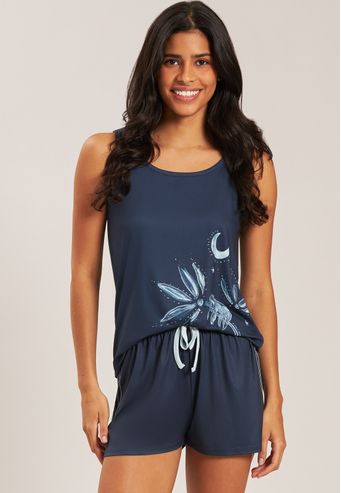 Pijama De Regata Com Shorts De New Skin Baunilha