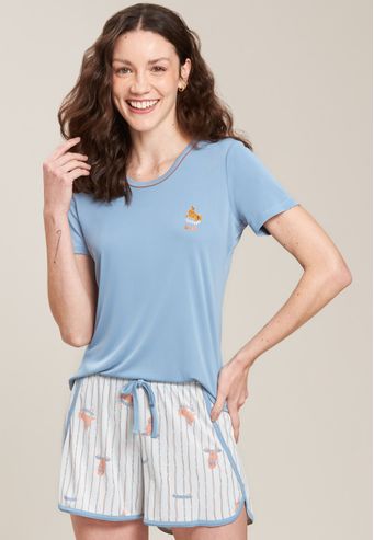 Pijama Baunilha Curto de Microfibra