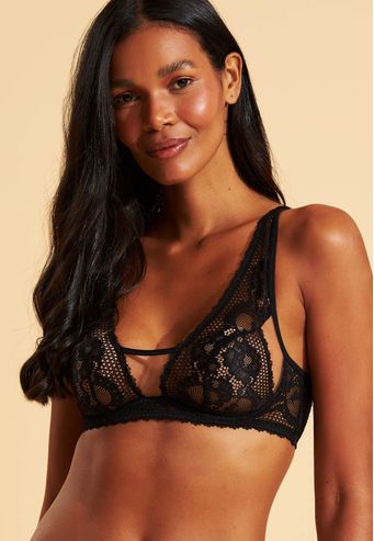 Sutiã Recco Sem Bojo e Com Aro de Renda e Tule