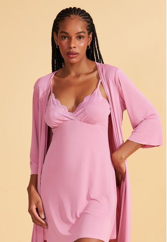 Camisola de Microfibra Com Renda Recco