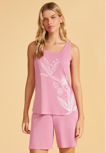 Pijama Regata Meia Coxa de Microfibra Recco