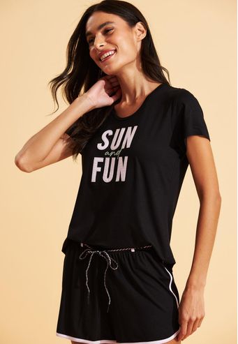 Pijama Recco Curto de Viscose Stretch