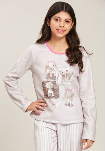 Pijama Baunilha Juvenil Longo de Soft