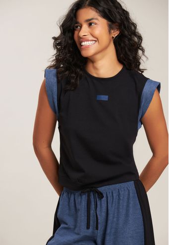 Pijama Baunilha Regata de Algodão Com Elastano e Moletinho