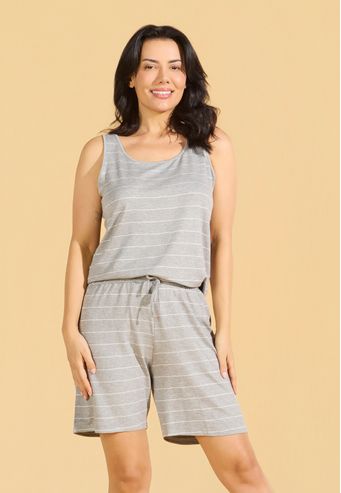 Pijama Regata com Meia Coxa de Viscose