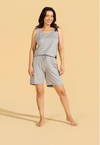 Pijama Regata com Meia Coxa de Viscose