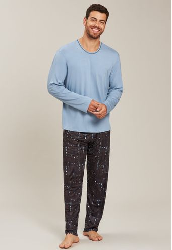 Pijama Baunilha Longo de Viscose e New Skin