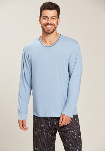 Pijama Baunilha Longo de Viscose e New Skin