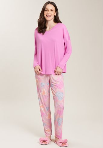 Pijama Baunilha Longo de Microfibra