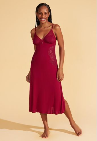 Camisola Midi Microfibra e Renda Recco