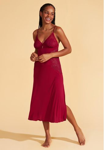 Camisola Midi Microfibra e Renda Recco