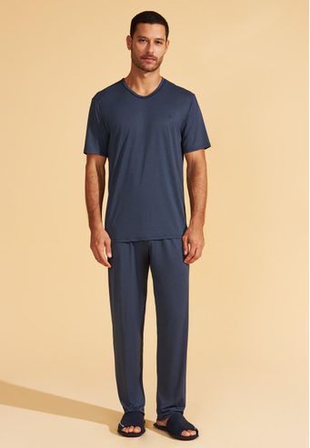 Pijama Blusa Manga Curta Com Calça de Microdry Recco