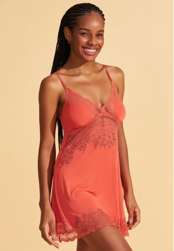 Camisola de Microfibra Com Renda Recco