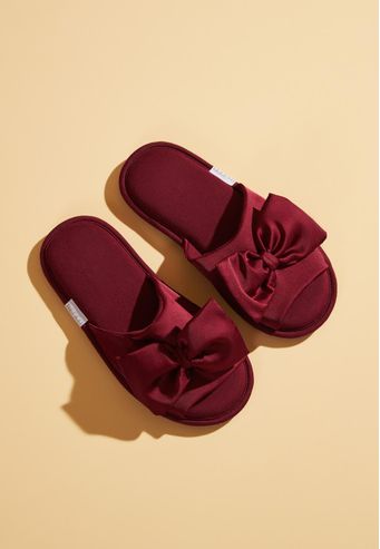 Pantufa Aberta de Charmeuse e Algodão Recco