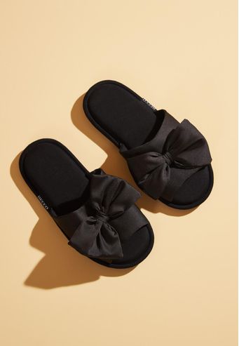 Pantufa Aberta de Charmeuse e Algodão Recco