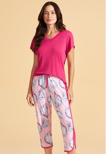 Pijama Recco Capri Com Manga Japonesa de Microfibra