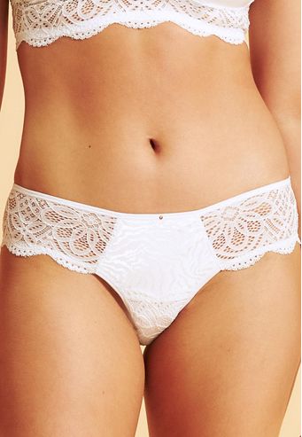Calcinha Recco Tanga de Renda com Charmeuse Prime
