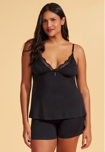 Babydoll De Microfibra Com Renda Recco