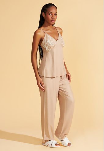 Pijama Viscolinen Com Guipure Recco