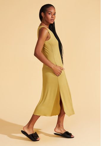 Slip Dress Midi Canelado Ecodry Recco