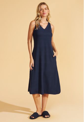 Slip Dress Midi Canelado Ecodry Recco