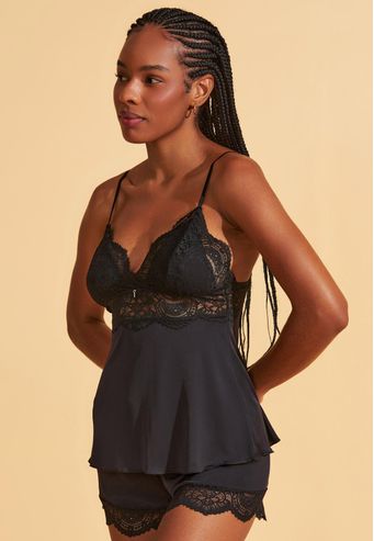 Babydoll de Microfibra Com Renda Recco