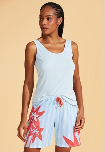 Pijama Regata Com Meia Coxa de Supermicro Recco