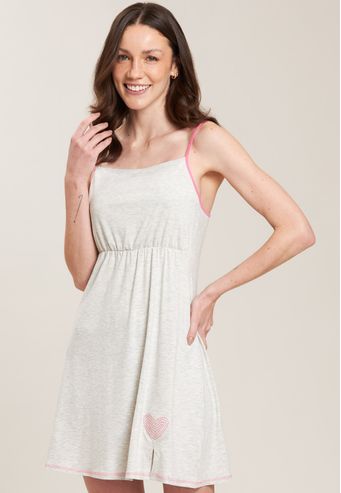 Camisola Baunilha Alça de Viscose Stretch